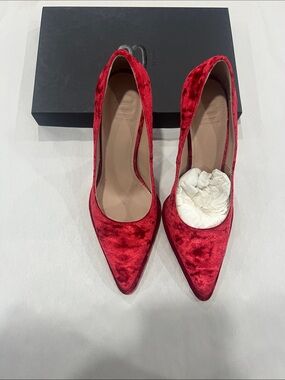 Red Velvet Pointed-Toe Women's Pumps